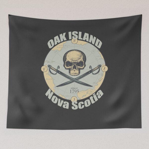 Item preview, Oak Island Treasure Hunters Skull Nova Scotia Old Map Mystery Legend designed and sold by TopTeeShop.