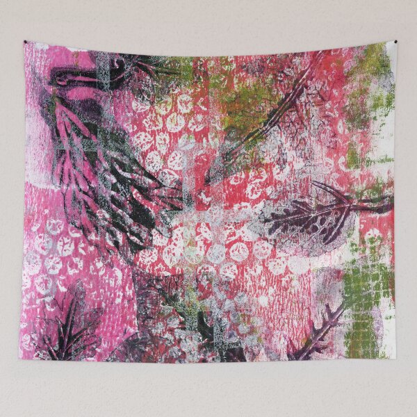 Item preview, "Leaf Impressions 3" Gel Print Painting designed and sold by peonypours.