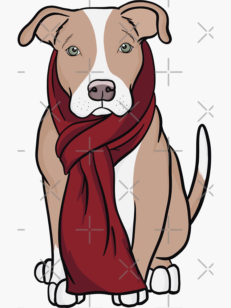 Cute Pit Bull with Red Scarf Sticker for Sale by rmcbuckeye