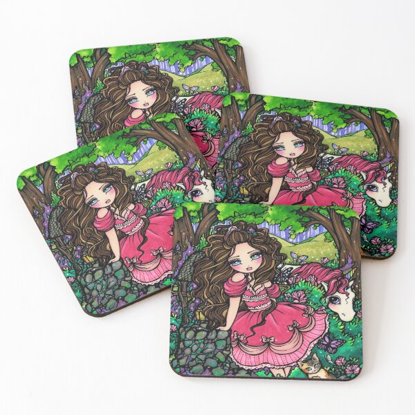 Item preview, Little Princess with Her Unicorn and Kitty Friends Fantasy Art designed and sold by hannahlynnart.