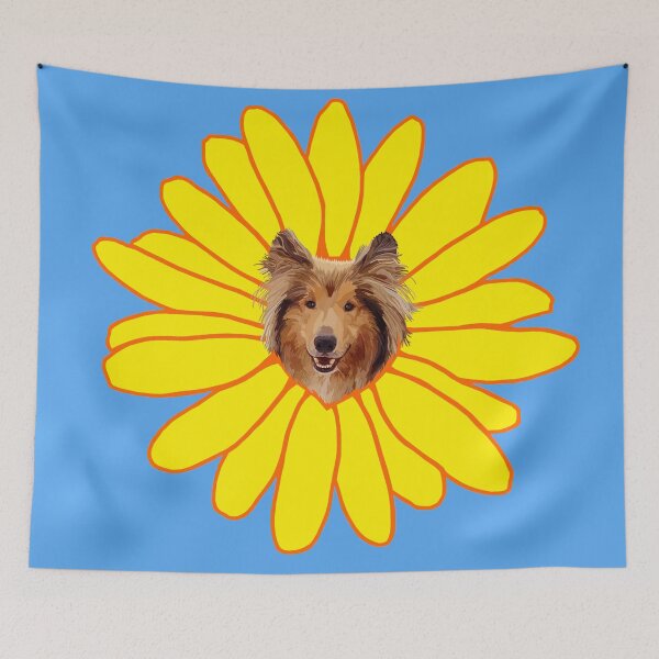 Item preview, Jolly Collie Yellow Sunflower Blossom designed and sold by Deborah Camp.