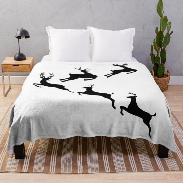 Item preview, Merry Christmas Reindeers Jumping All Over Black designed and sold by RGVDesigns.