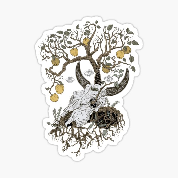 Cow skull and apple tree Sticker