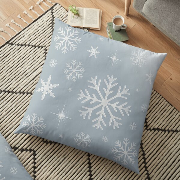 Snowflake Background - Silver Floor Pillow