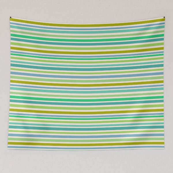 Item preview, Retro Vintage Coastal Stripes in Blues and Greens designed and sold by Cecilia Mok.