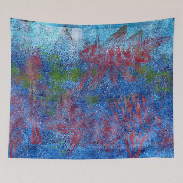 Item preview, "Leaf Impressions #6" Gel Print Painting designed and sold by peonypours.