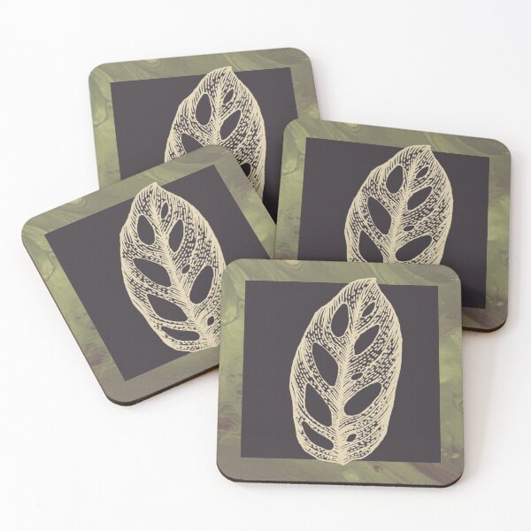 Item preview, Monstera Adansonii - Five Holes Plant - White on Black and Green designed and sold by KateAlice1994.