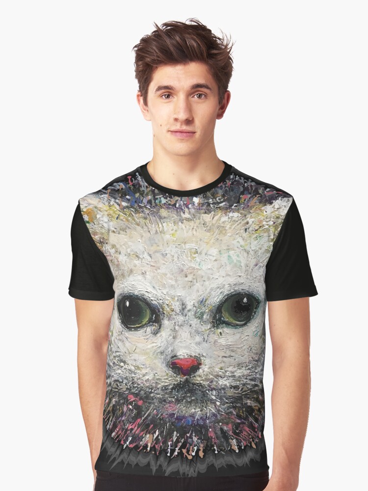 Thumbnail 1 of 5, Graphic T-Shirt, white cat designed and sold by nataliakuruch.