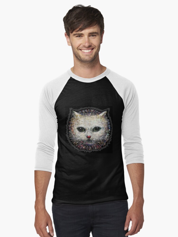 Thumbnail 1 of 3, Baseball ¾ Sleeve T-Shirt, white cat   designed and sold by nataliakuruch.