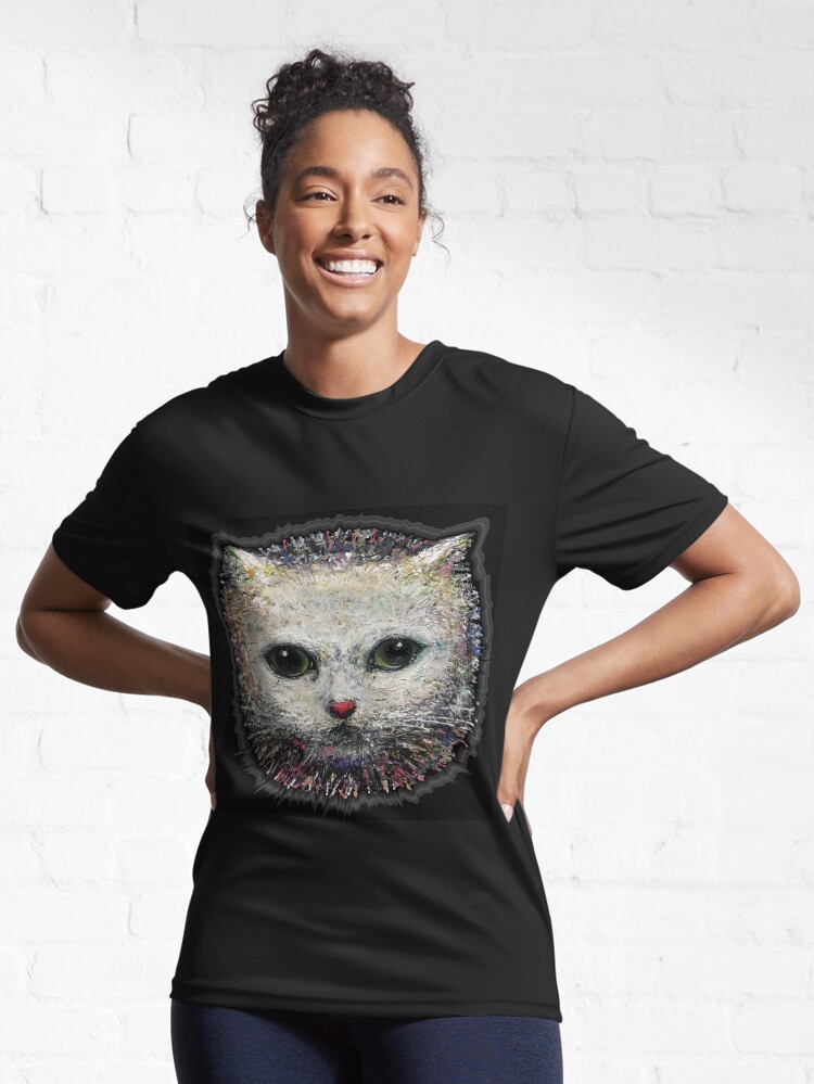 Thumbnail 6 of 7, Active T-Shirt, white cat designed and sold by nataliakuruch.
