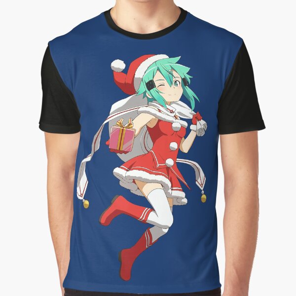 Sword Art Online - Sinon - Asada Shino | Santa Christmas New Year Cute Sexy Gamer Girl | Colors Graphic T-Shirt