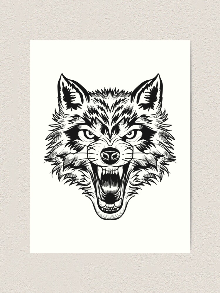 "black wolf face" Art Print by Redbubble