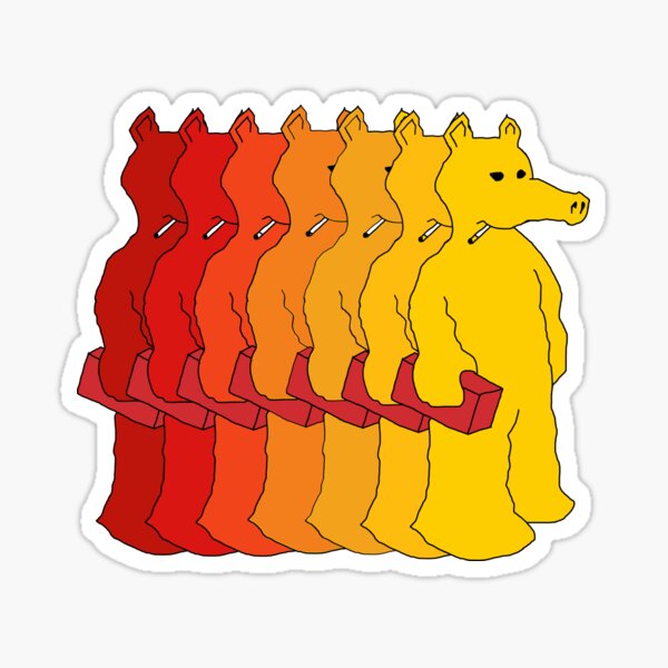 quasimoto red, orange and yellow Sticker
