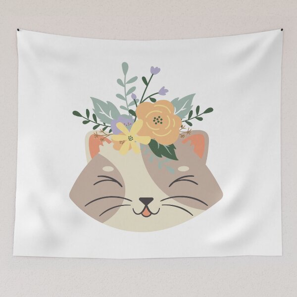 Aperçu de l'œuvre Pourquoi regardez-vous mon chat - Floraldesign Beige créée et vendue par BohoMoon.