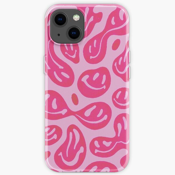 Motif psychédélique de visage de Smiley fondu rose chaud Coque souple iPhone