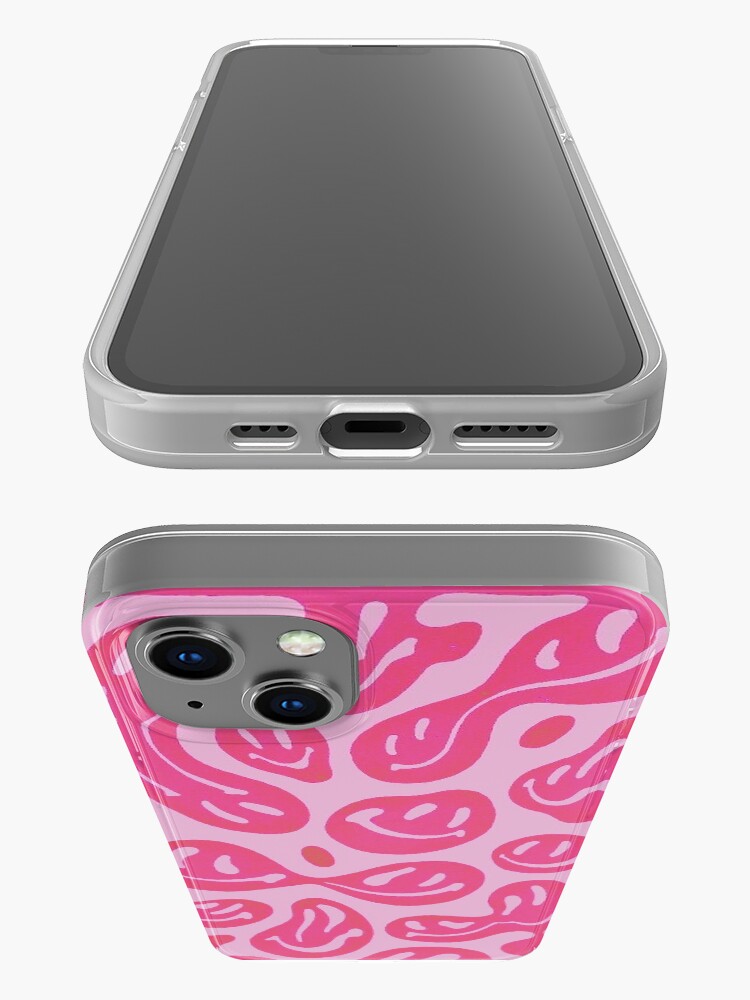 Alternate view of Hot Pink Melted Smiley Face Psychedelic Pattern iPhone Case