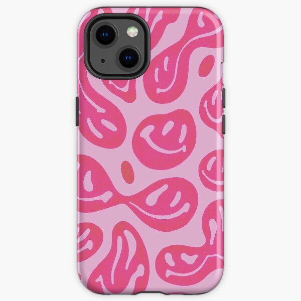 Hot Pink Melted Smiley Face Psychedelic Pattern iPhone Tough Case