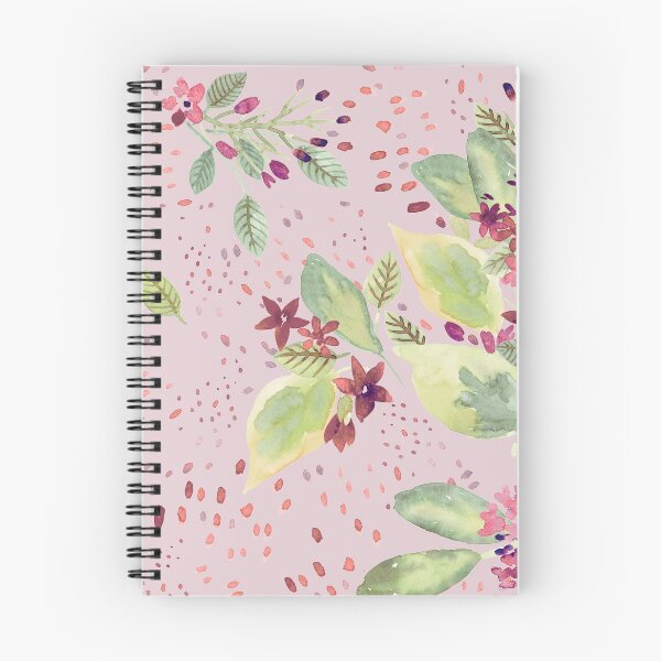 Item preview, Clear Day watercolor floral motif pattern - handmade in mauve designed and sold by mossandhoney.