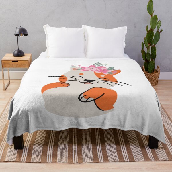 Aperçu de l'œuvre Pourquoi regardez-vous mon chat - Pink Floraldesign Orange Kitty créée et vendue par BohoMoon.