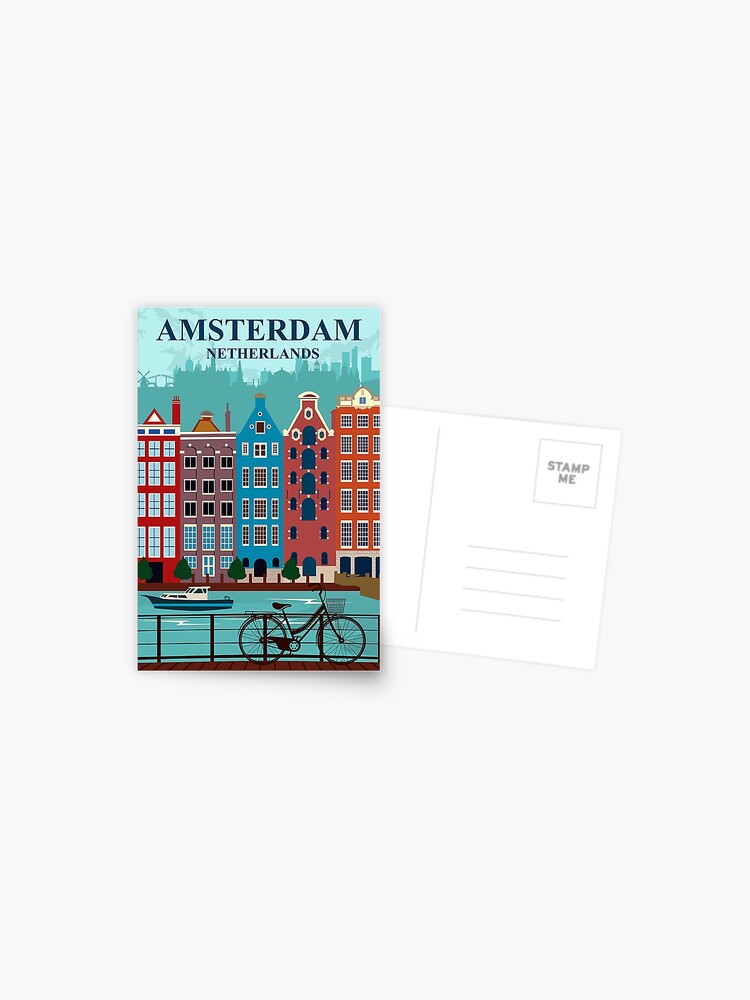 Amsterdam Travel Poster Postcard For Sale By Jorn Van Hezik Redbubble 7884