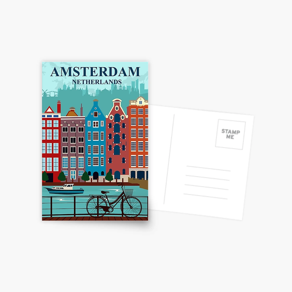 Amsterdam Netherlands Travel Postcards - Set Of 20 Vintage Design Cards, 10x14.8cm, Mailing Ready (No Envelope Needed)