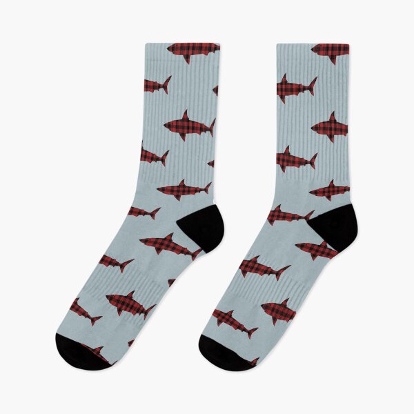 Item preview, Buffalo Plaid Shark Pattern On Blue-Grey designed and sold by SharksOnShore.
