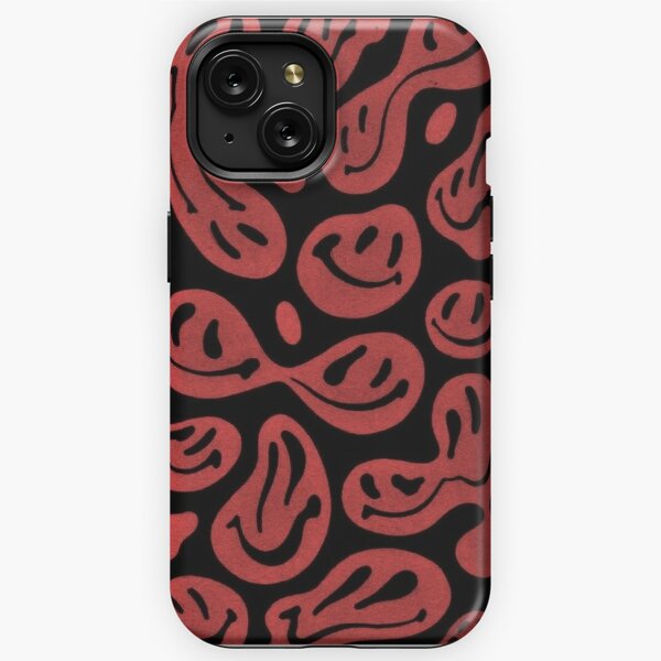 1pc Black & Purple Checked Smiling Face Pattern Phone Case