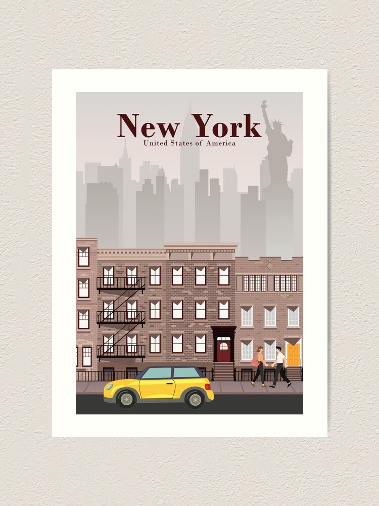 New York City Vintage Style Travel Poster New York City 