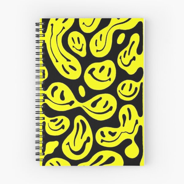 Item preview, Black and Yellow Melted Smiley Face Psychedelic Pattern designed and sold by ladybirddesigns.