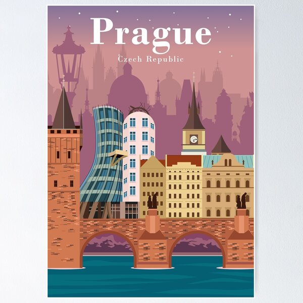 Artikel-Vorschau von Buntes Vintage-Minimalreiseplakat Prags, designt und verkauft von Stadify.