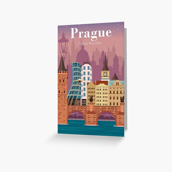 Item preview, Prague Colorful Vintage Minimal Travel Poster designed and sold by Stadify.