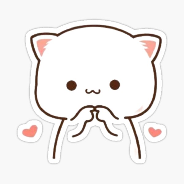 Mochi Peach Cute Cat Love Hearts Sticker
