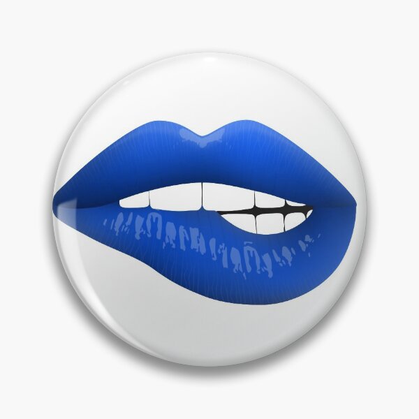 Item preview, Mouth With Blue Lips Biting Lower Lip designed and sold by Mary Riley.