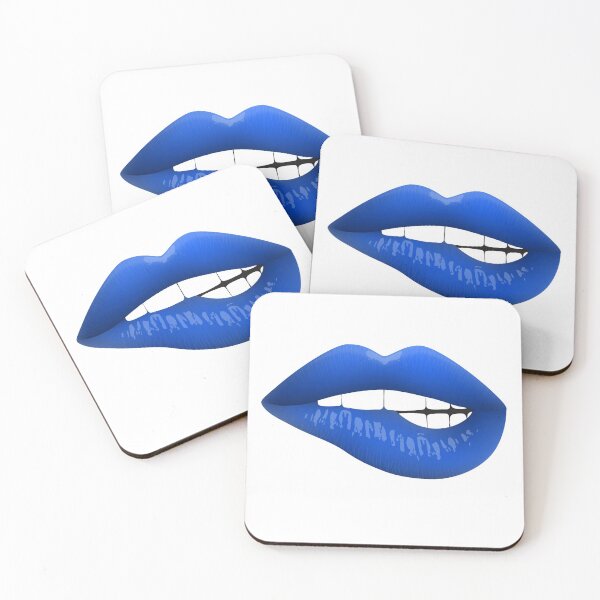 Item preview, Mouth With Blue Lips Biting Lower Lip designed and sold by Mary Riley.