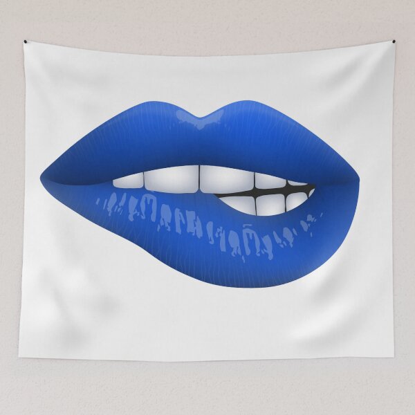 Item preview, Mouth With Blue Lips Biting Lower Lip designed and sold by Mary Riley.