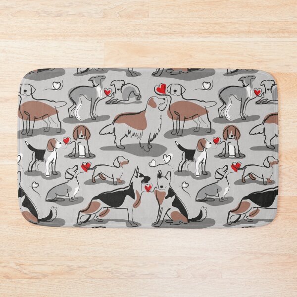 Item preview, Woof endless love // grey background red hearts continuous lined pair of dog breeds designed and sold by SelmaCardoso.