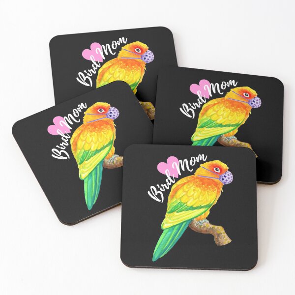 Item preview,  Parrot Bird Mom - Sun Conure with Face Mask Watercolor designed and sold by Ivy Lily Art.
