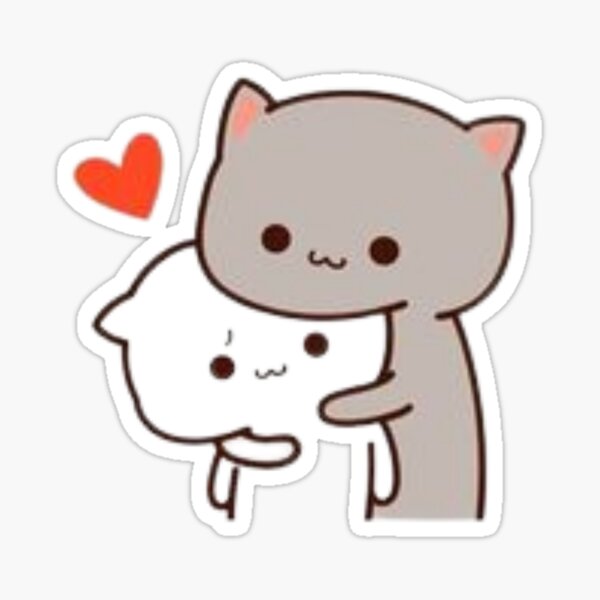 Mochi Peach and Goma Cute Cat Love Sticker
