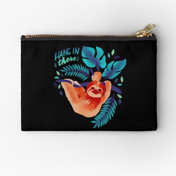 Blue/Green Sloth - Hang in There Zipper Pouch