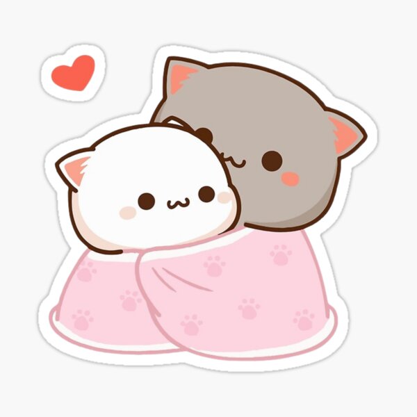 Mochi Peach und Goma Cute Cat Snuggle Blanket Sticker