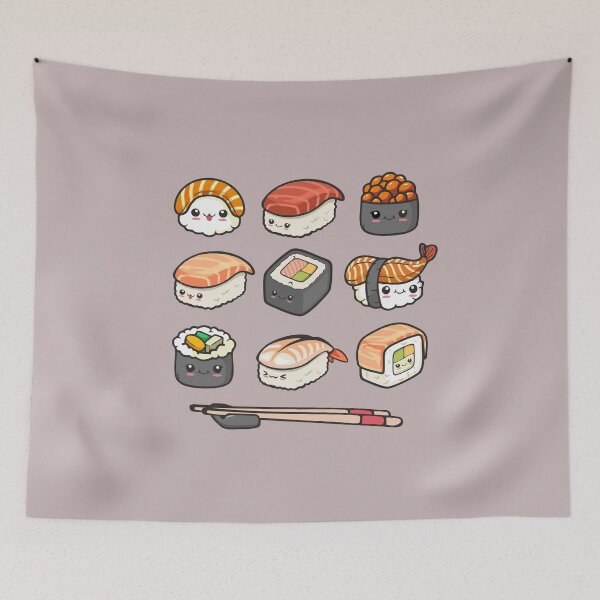 Item preview, Happy Sushi Kawaii Anime Japanese Food Lover Funny Illustration Gift designed and sold by alenaz.