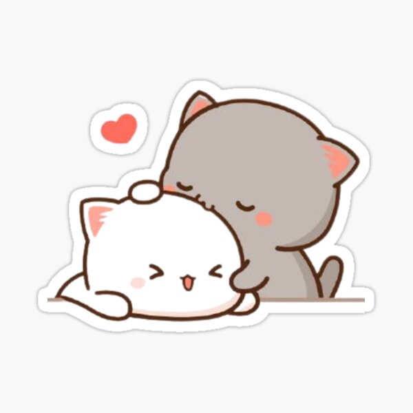 Kuscheln - Mochi Peach und Goma Cute Cat Love Sticker