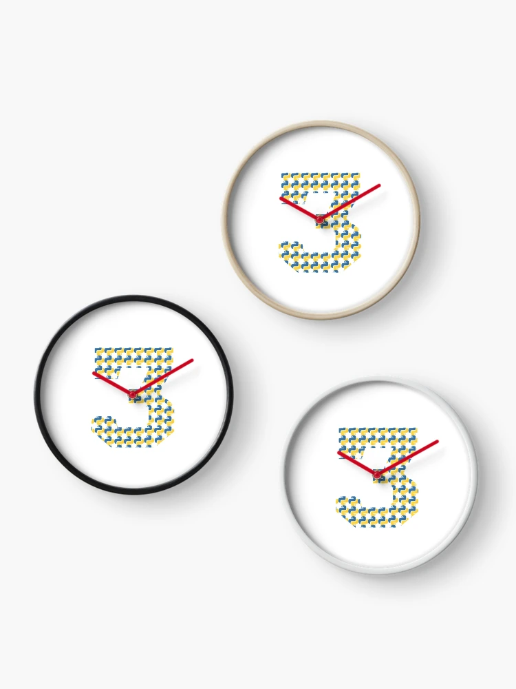 Thumbnail 3 of 4, Clock, python logo in python 3 designed and sold by Indite.