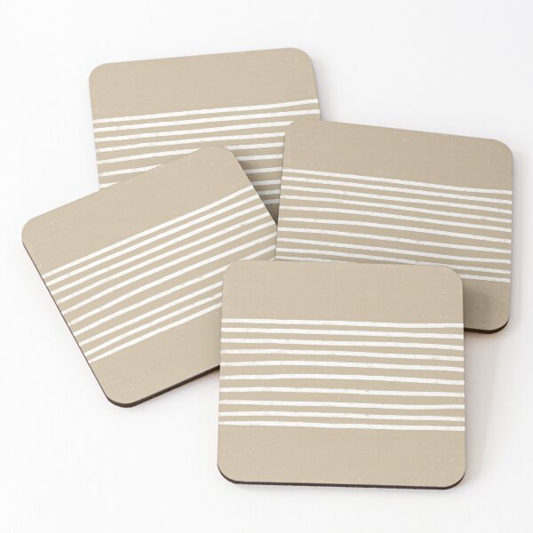 Item preview, Minimalist Hand Drawn Stripes Pattern (white/tan) designed and sold by Design Minds Boutique.