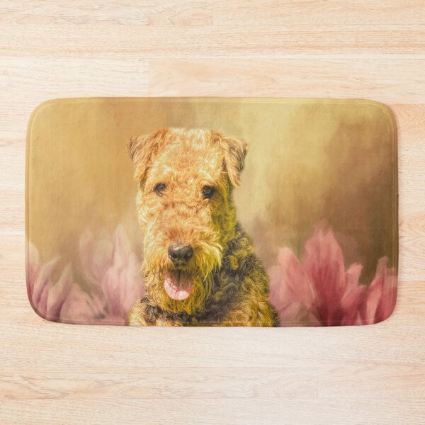 Item preview, Airedale Terrier Portrait with Pink Flowers designed and sold by Elisabeth Lucas.