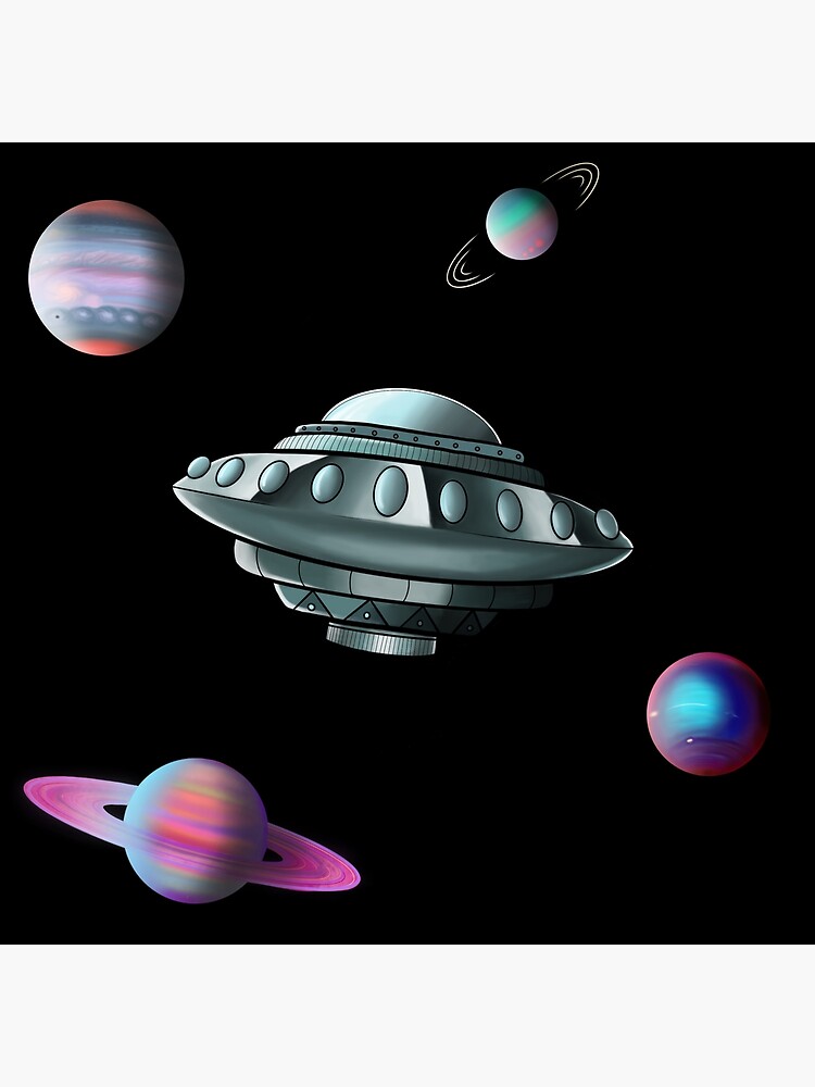 Thumbnail 3 of 3, Poster, UFO & Planets Pattern by Laura Horrorshow designed and sold by MarylandMUFON.