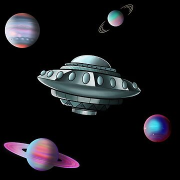 Artwork thumbnail, UFO & Planets Pattern by Laura Horrorshow by MarylandMUFON