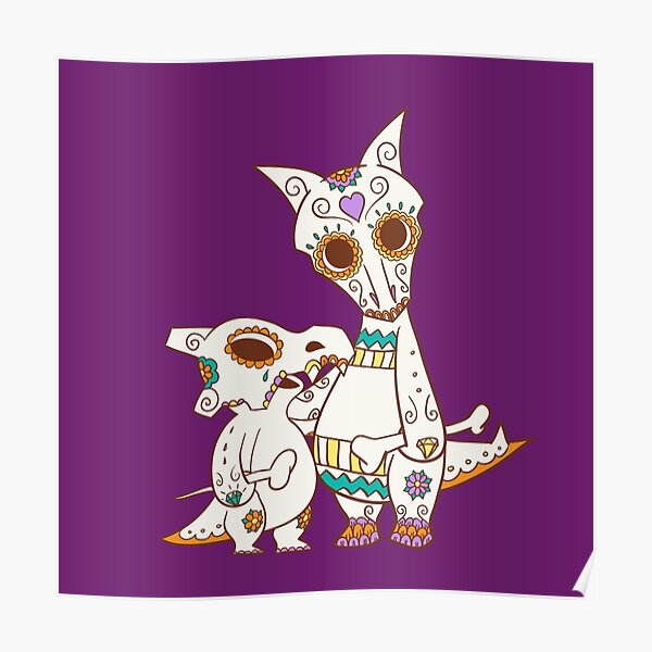 Cubone and Mama Pokemuerto | Pokemon & Day of The Dead Mashup Poster