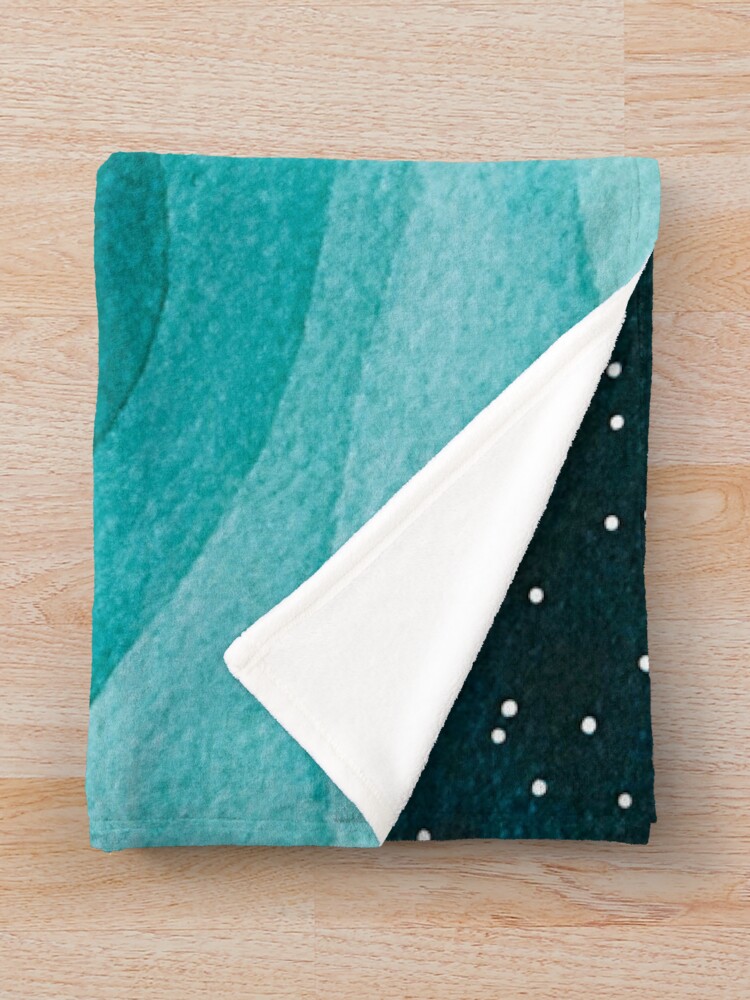 Alternate view of Starry Ocean, teal sailboat watercolor sea waves night Throw Blanket