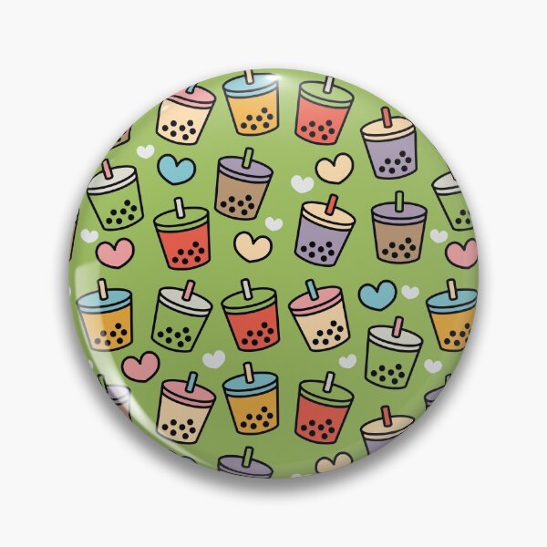 Item preview, Cute Bubble Tea Flavors and Hearts Pattern - Green Version designed and sold by BobaTeaMe.